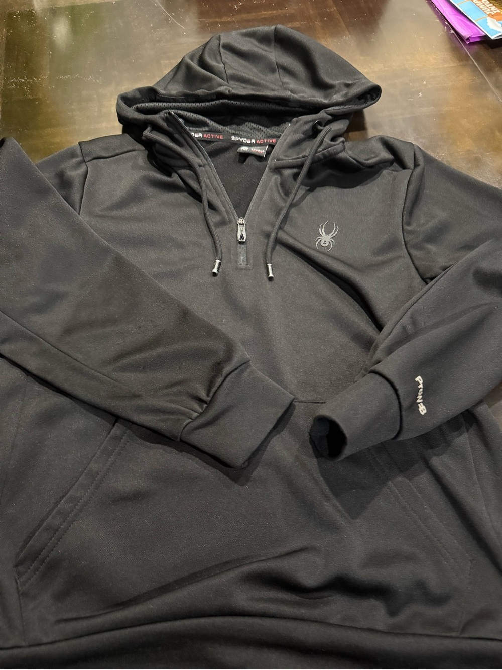 Spyder Black Half-Zip Hooded Pullover Sweatshirt Size S